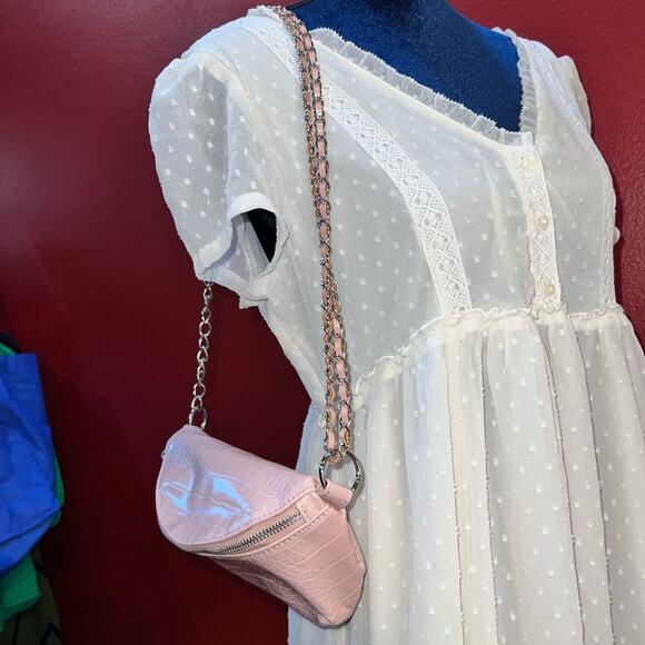 Steve Madden Women Blush Ida Icy Zip Closure Small Embossed Belt Bag - Picture 8 of 14